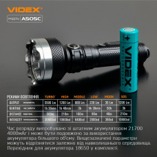 Портативный светодиодный фонарик VIDEX VLF-A505C 5500Lm 5000K