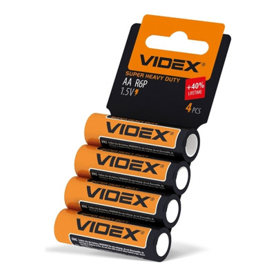 Батарейка солевая Videx R6P/AA 4шт shrink card