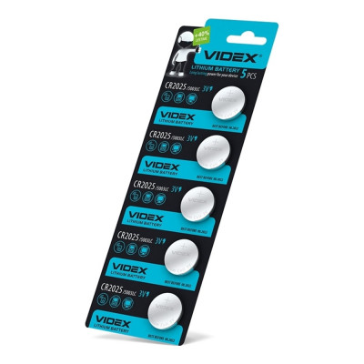 Батарейка литиевая Videx CR2025 5шт blister card