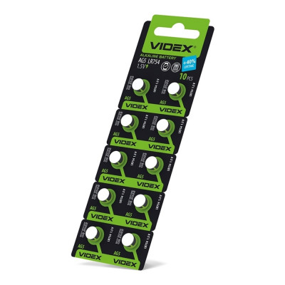 Батарейка часовая Videx AG 5/LR754 blister card 10 шт