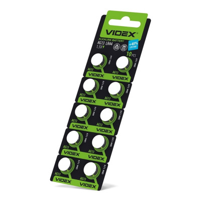 Батарейка часовая Videx  AG13/LR44 blister card 10 шт
