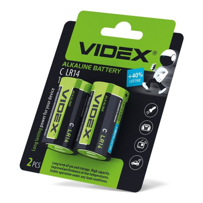 Батарейка щелочная Videx LR14/C 2шт blister card