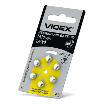 Батарейка воздушно цинковая Videx ZA10 (PR70) blister 6