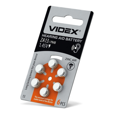 Батарейка воздушно цинковая Videx ZA13 (PR48) blister 6