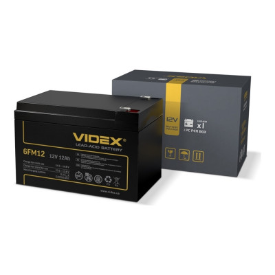 Аккумулятор свинцово-кислотный Videx 6FM12 12V/12Ah color box 1