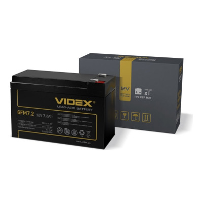 Аккумулятор свинцово-кислотный Videx 6FM7.2 12V/7.2Ah color box 1