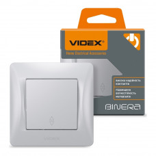 Выключатель одноклавишный проходной серебряный шёлк Videx binera