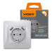 Розетка одинарная с заземлением и 2USB серебряный шёлк Videx binera