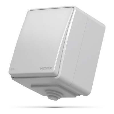 IP65 Выключатель наружный одноклавишный серый Videx binera