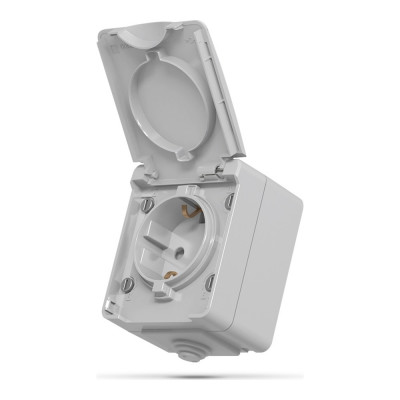 IP65 Розетка наружная одинарная с заземлением серая Videx binera