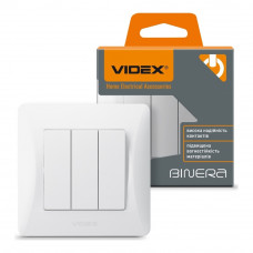 Выключатель трёхклавишный белый Videx binera