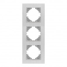 Рамка серебристый алюминий 3 места вертикальная Videx binera