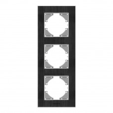 Рамка черный алюминий 3 места вертикальная Videx binera