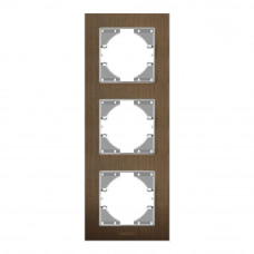 Рамка шоколадный алюминий 3 места вертикальная Videx binera