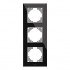 Рамка черное стекло 3 места вертикальна Videx binera